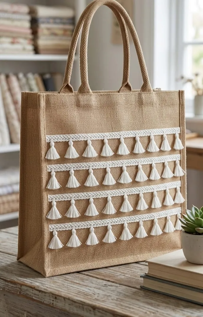 Jute Bag with Lace